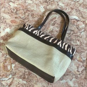 Roomy and fun zebra print bag with pleather straps